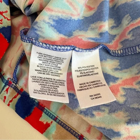 Jones New York Signature || Abstract Crossover Wrap Midi Dress Cap Sleeve Size L - Picture 4 of 9